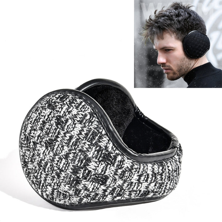 DEZ01 Winter Men Checkered Pattern Plush Foldable Warm Earmuffs Ear Bag, Free Size