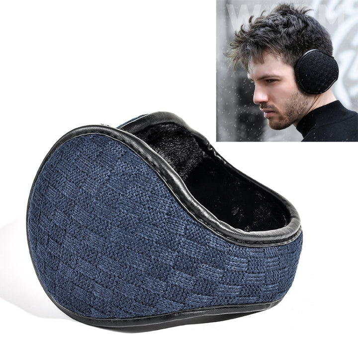 DEZ01 Winter Men Checkered Pattern Plush Foldable Warm Earmuffs Ear Bag, Free Size