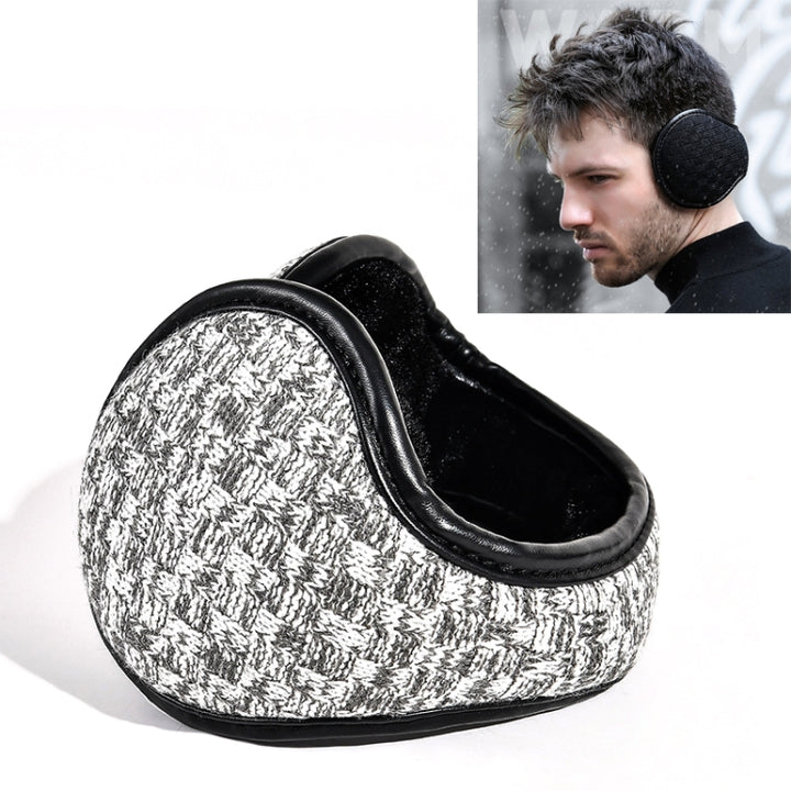 DEZ01 Winter Men Checkered Pattern Plush Foldable Warm Earmuffs Ear Bag, Free Size