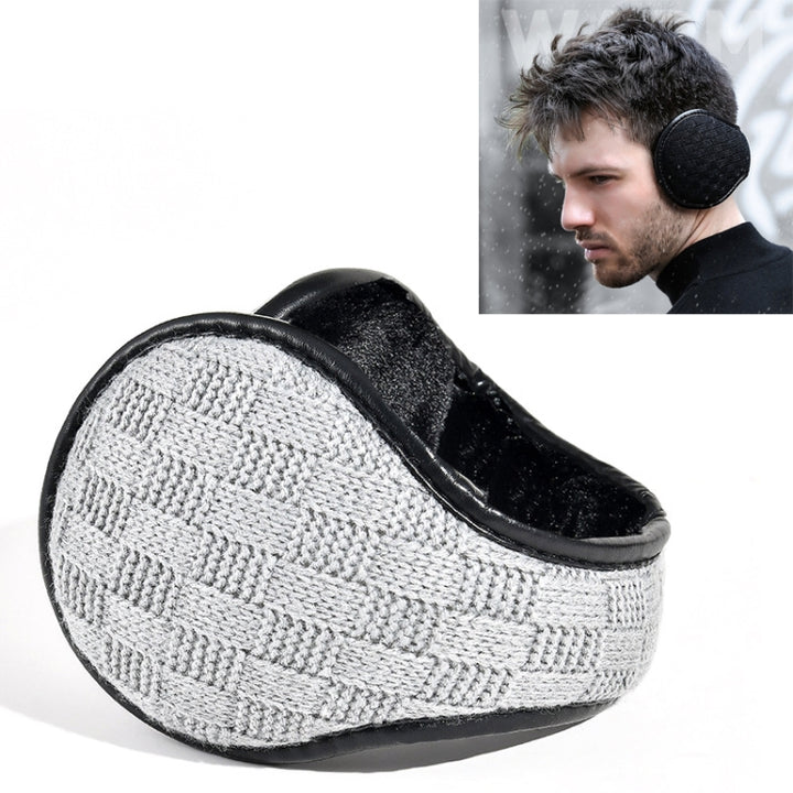 DEZ01 Winter Men Checkered Pattern Plush Foldable Warm Earmuffs Ear Bag, Free Size