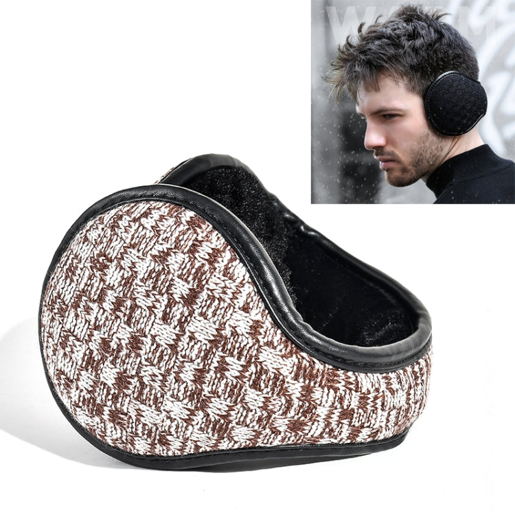 DEZ01 Winter Men Checkered Pattern Plush Foldable Warm Earmuffs Ear Bag, Free Size