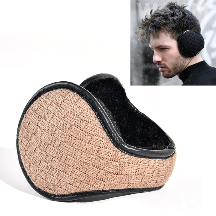 DEZ01 Winter Men Checkered Pattern Plush Foldable Warm Earmuffs Ear Bag, Free Size