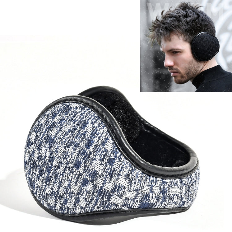 DEZ01 Winter Men Checkered Pattern Plush Foldable Warm Earmuffs Ear Bag, Free Size