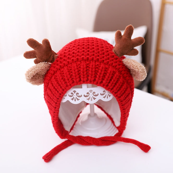 MZ9789 Little Antlers Baby Knitted Hat Baby Wool Warm Hat, Around 46-48cm