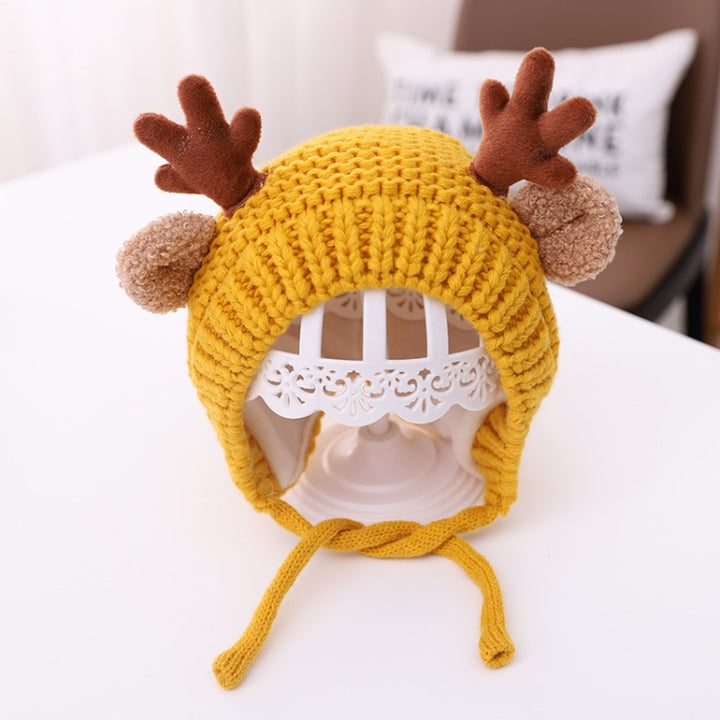 MZ9789 Little Antlers Baby Knitted Hat Baby Wool Warm Hat, Around 46-48cm