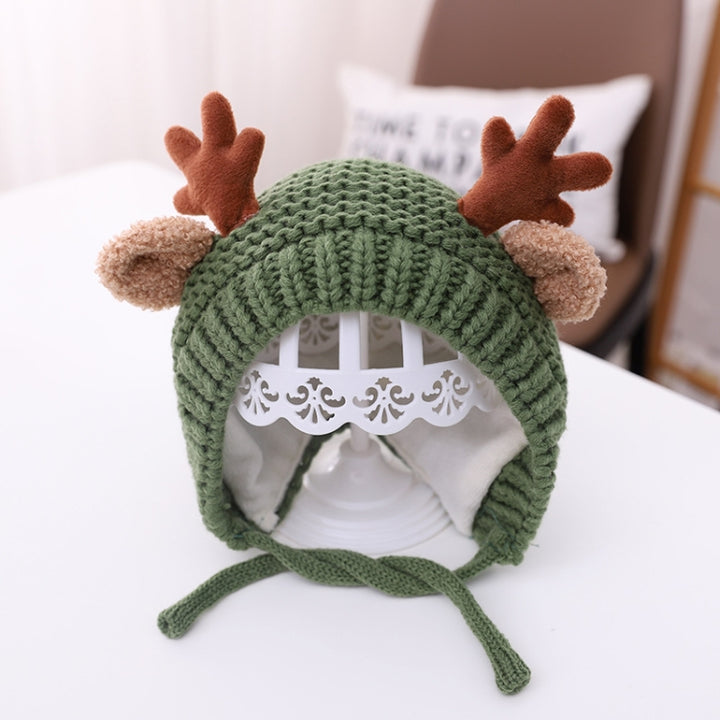 MZ9789 Little Antlers Baby Knitted Hat Baby Wool Warm Hat, Around 46-48cm