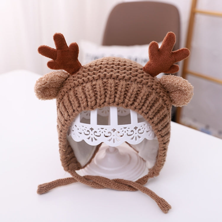 MZ9789 Little Antlers Baby Knitted Hat Baby Wool Warm Hat, Around 46-48cm