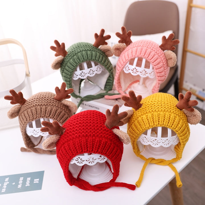 MZ9789 Little Antlers Baby Knitted Hat Baby Wool Warm Hat, Around 46-48cm