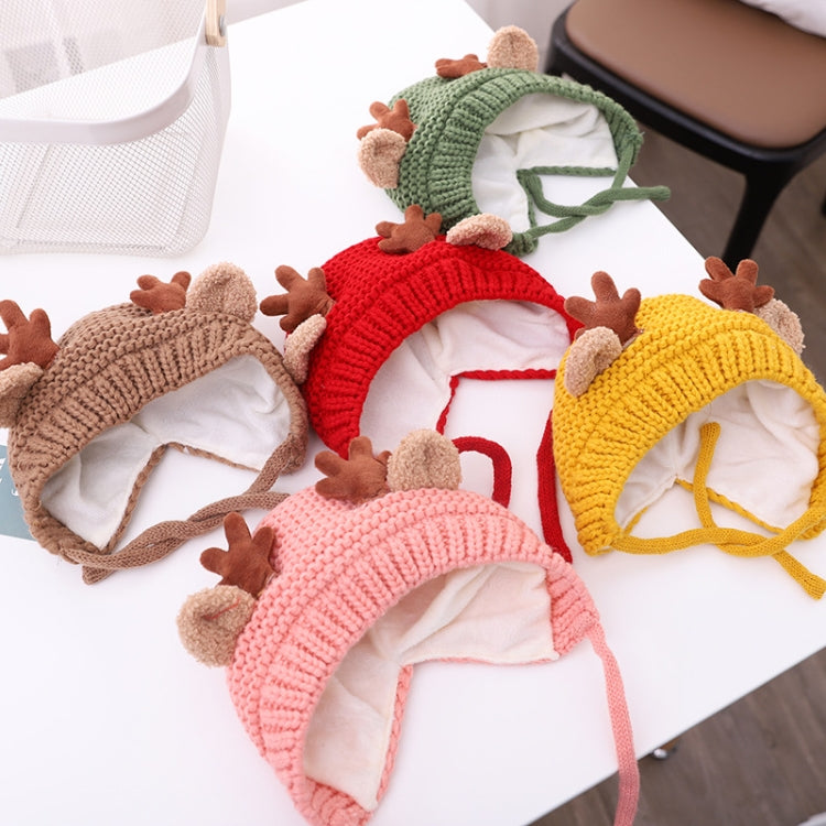 MZ9789 Little Antlers Baby Knitted Hat Baby Wool Warm Hat, Around 46-48cm