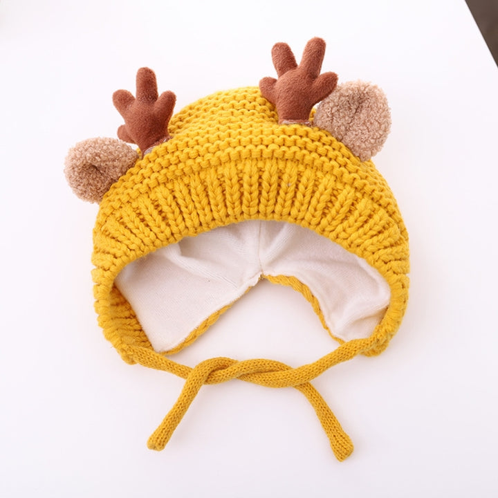 MZ9789 Little Antlers Baby Knitted Hat Baby Wool Warm Hat, Around 46-48cm