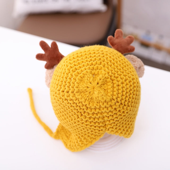 MZ9789 Little Antlers Baby Knitted Hat Baby Wool Warm Hat, Around 46-48cm