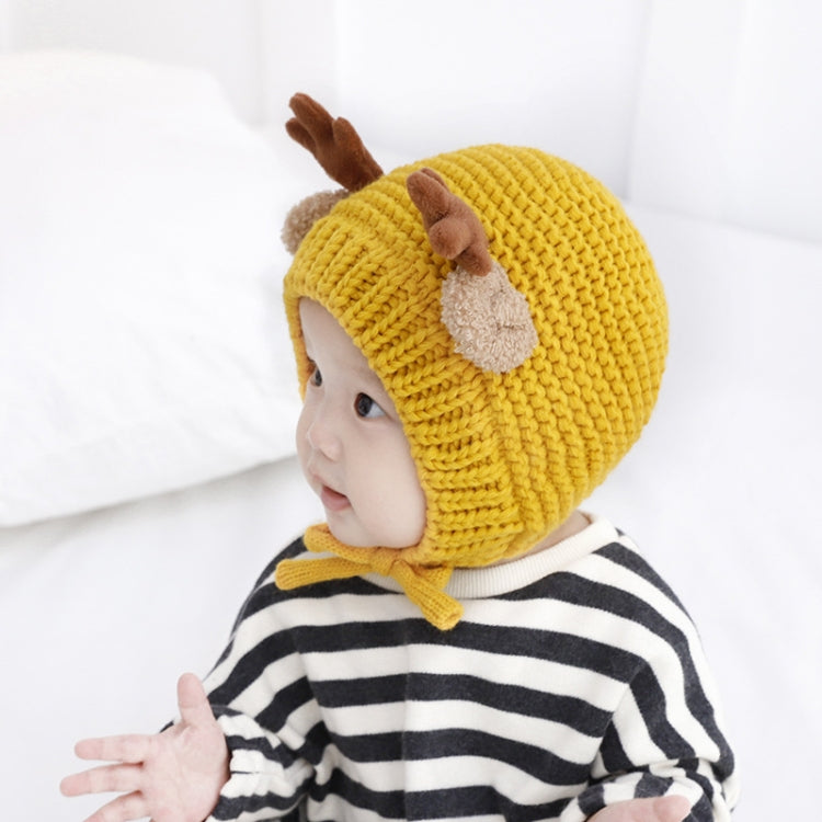 MZ9789 Little Antlers Baby Knitted Hat Baby Wool Warm Hat, Around 46-48cm