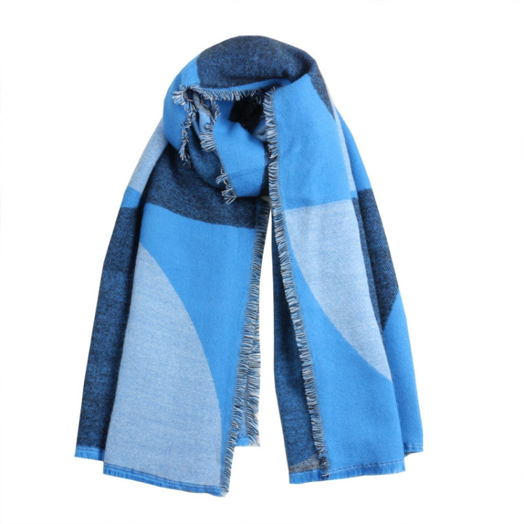 Y70 Geometric Color Matching Cashmere Thick Warmth Dual-Use Scarf Shawl