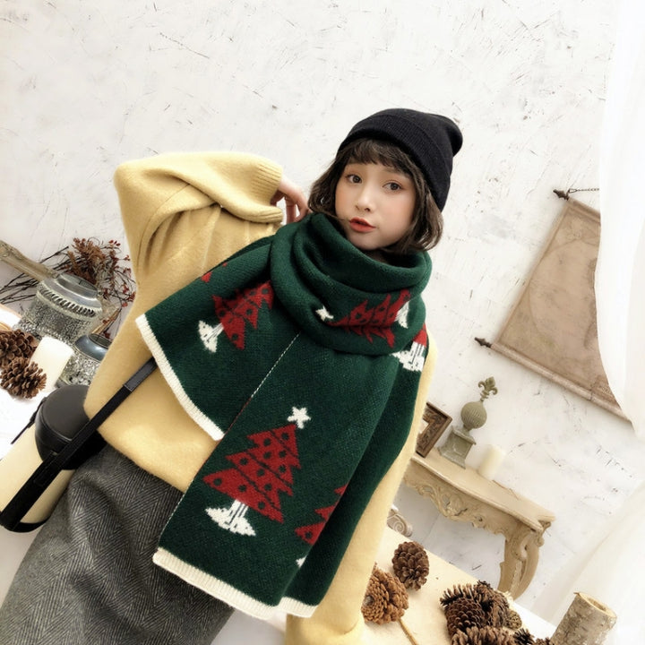 Autumn and Winter Christmas Pattern Knitted Warm All-Match Shawl Scarf, T01 Wine Red, T01 Beige, T01 Big Red, T01 Black Red, T01 Dark Green, I05 Wine Red, I05 Beige, I05 Red, I05 Dark Green, P12 Wine Red, P12 Beige, N41 Red, N41 Dark Green