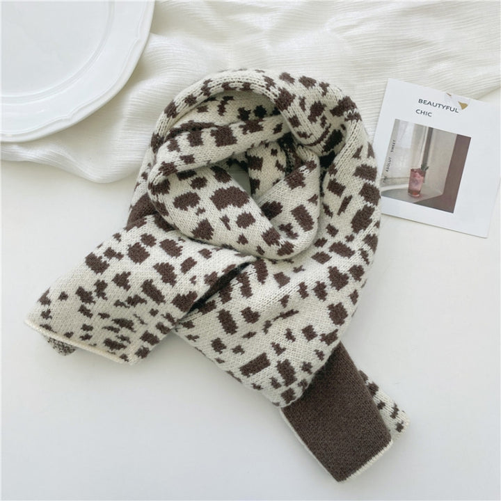 Autumn and Winter Warm All-Match Leopard Texture Color Matching Children Knitted Scarf, 122 x 20cm