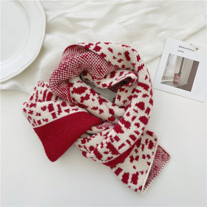 Autumn and Winter Warm All-Match Leopard Texture Color Matching Children Knitted Scarf, 122 x 20cm