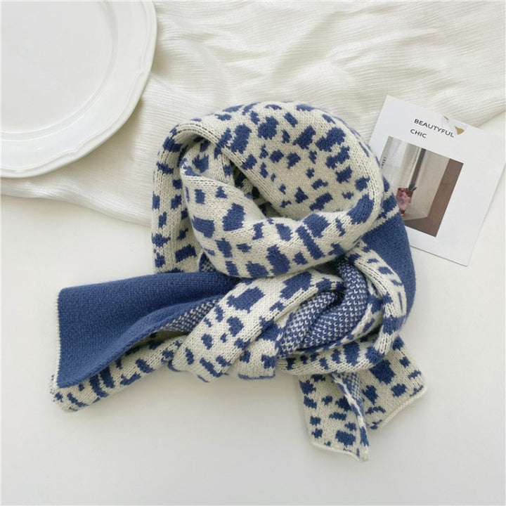 Autumn and Winter Warm All-Match Leopard Texture Color Matching Children Knitted Scarf, 122 x 20cm