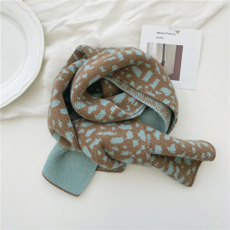 Autumn and Winter Warm All-Match Leopard Texture Color Matching Children Knitted Scarf, 122 x 20cm