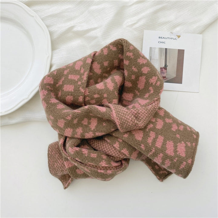 Autumn and Winter Warm All-Match Leopard Texture Color Matching Children Knitted Scarf, 122 x 20cm