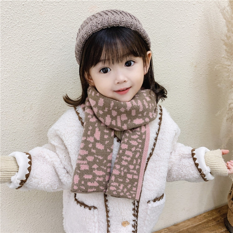 Autumn and Winter Warm All-Match Leopard Texture Color Matching Children Knitted Scarf, 122 x 20cm