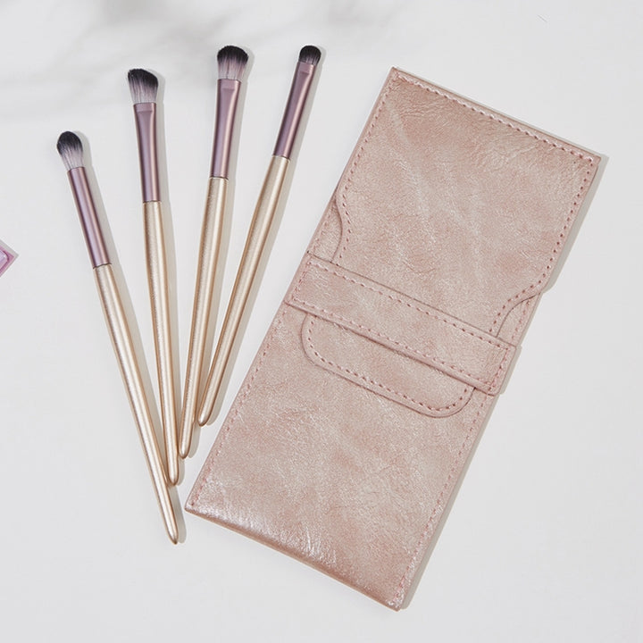 4 PCS / Set Makeup Brush Eye Shadow Brush Eye Makeup Set Soft Hair Detail Brush Smudge Brush With Brush Bag, Gold, Silver