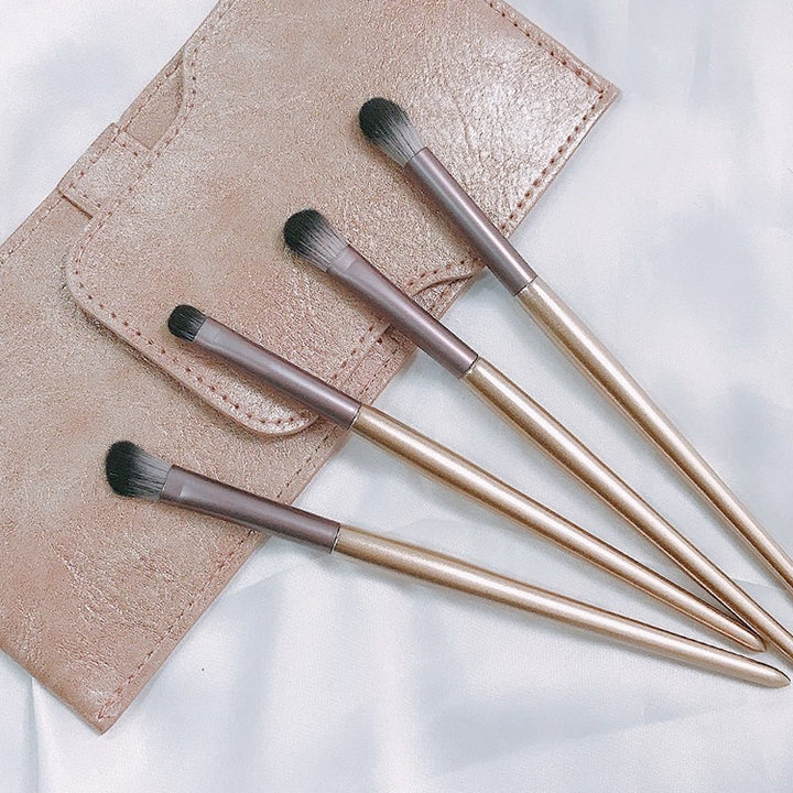 4 PCS / Set Makeup Brush Eye Shadow Brush Eye Makeup Set Soft Hair Detail Brush Smudge Brush With Brush Bag, Gold, Silver