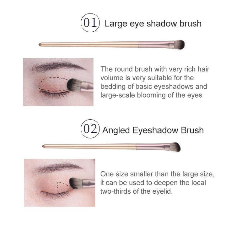 4 PCS / Set Makeup Brush Eye Shadow Brush Eye Makeup Set Soft Hair Detail Brush Smudge Brush With Brush Bag, Gold, Silver