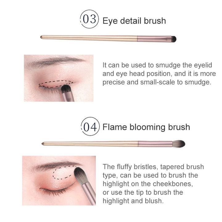 4 PCS / Set Makeup Brush Eye Shadow Brush Eye Makeup Set Soft Hair Detail Brush Smudge Brush With Brush Bag, Gold, Silver