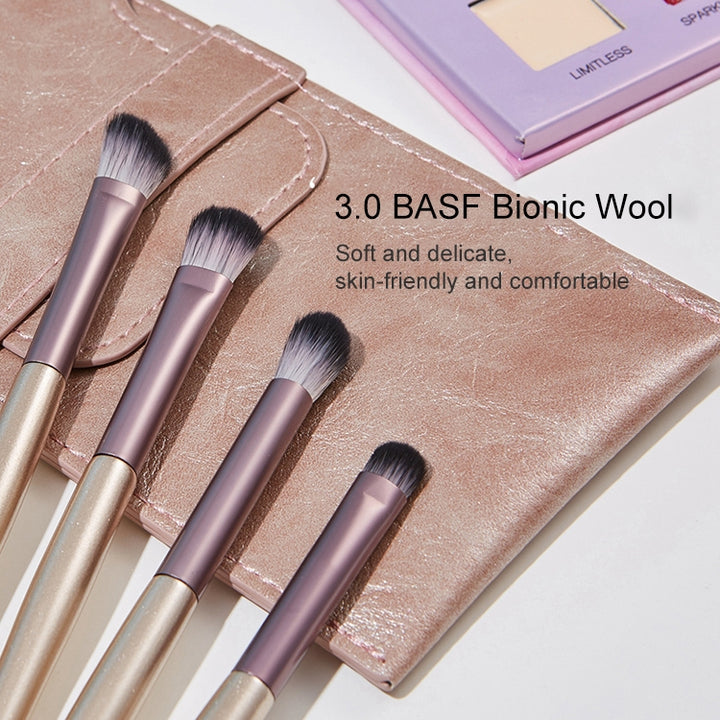 4 PCS / Set Makeup Brush Eye Shadow Brush Eye Makeup Set Soft Hair Detail Brush Smudge Brush With Brush Bag, Gold, Silver