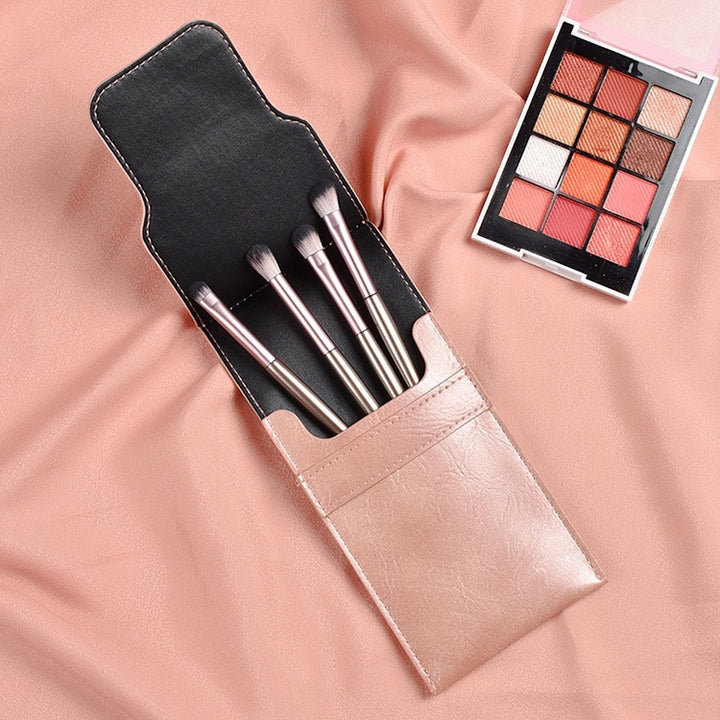 4 PCS / Set Makeup Brush Eye Shadow Brush Eye Makeup Set Soft Hair Detail Brush Smudge Brush With Brush Bag, Gold, Silver