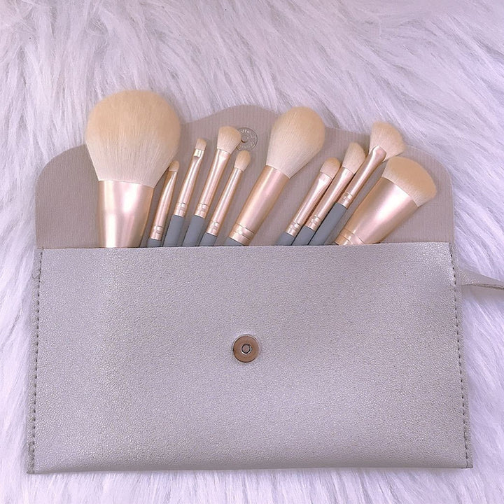 10 PCS / Set Makeup Brush Corn Silk Fiber Hair Loose Powder Brush Face And Eye Makeup Brush, Without Bag, With Blue Bag, With Silver Bag, With Gray Bag, With Pink Cylinder, With Green Cylinder, With Pink Zipper Bag