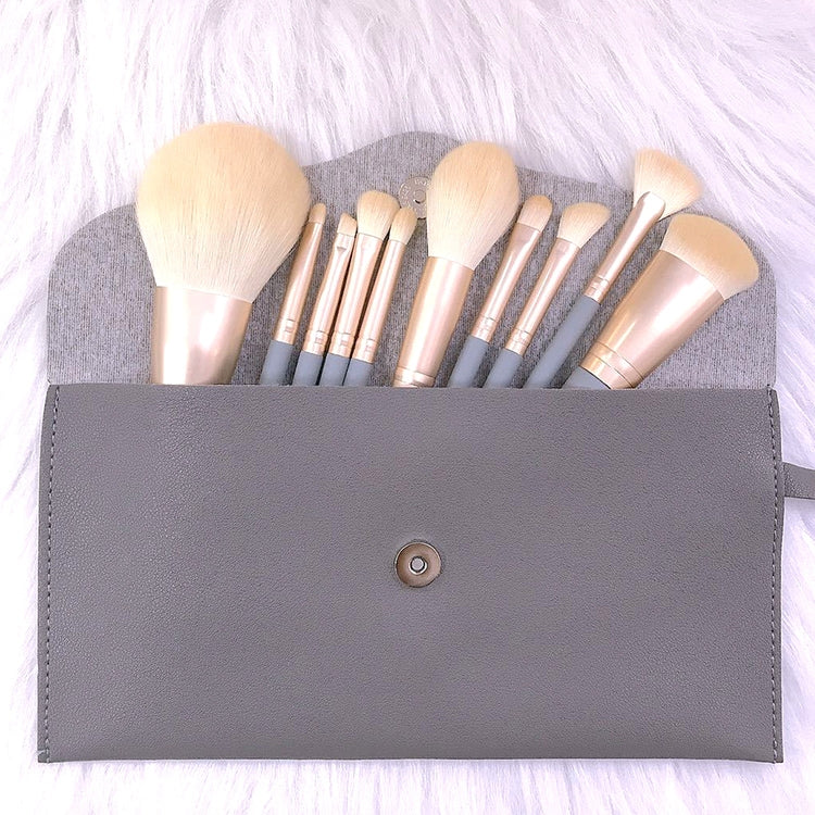 10 PCS / Set Makeup Brush Corn Silk Fiber Hair Loose Powder Brush Face And Eye Makeup Brush, Without Bag, With Blue Bag, With Silver Bag, With Gray Bag, With Pink Cylinder, With Green Cylinder, With Pink Zipper Bag