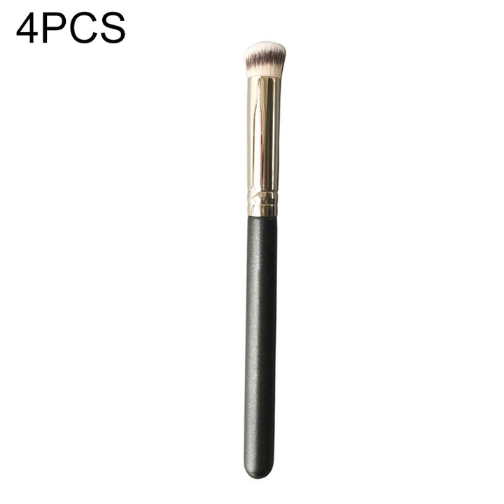 4 PCS Fiber Hair Makeup Brush Wooden Handle Foundation Brush, 191 Foundation Brush, 270 Concealer Brush, 170 Diagonal Foundation Brush