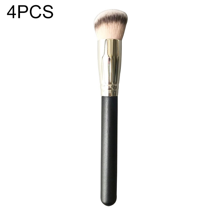 4 PCS Fiber Hair Makeup Brush Wooden Handle Foundation Brush, 191 Foundation Brush, 270 Concealer Brush, 170 Diagonal Foundation Brush