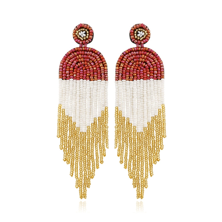 Ethnic Earrings Handmade Beaded Bohemian Tassel Earrings, Red E68671, Green E68671, Black E68671, Red E68694, Orange E68694, Black E68694, Blue E68698, Red E68698, Black E68698, White E68698, Purple E68796, Red E68796, Golden E68796, Dark gray E68796