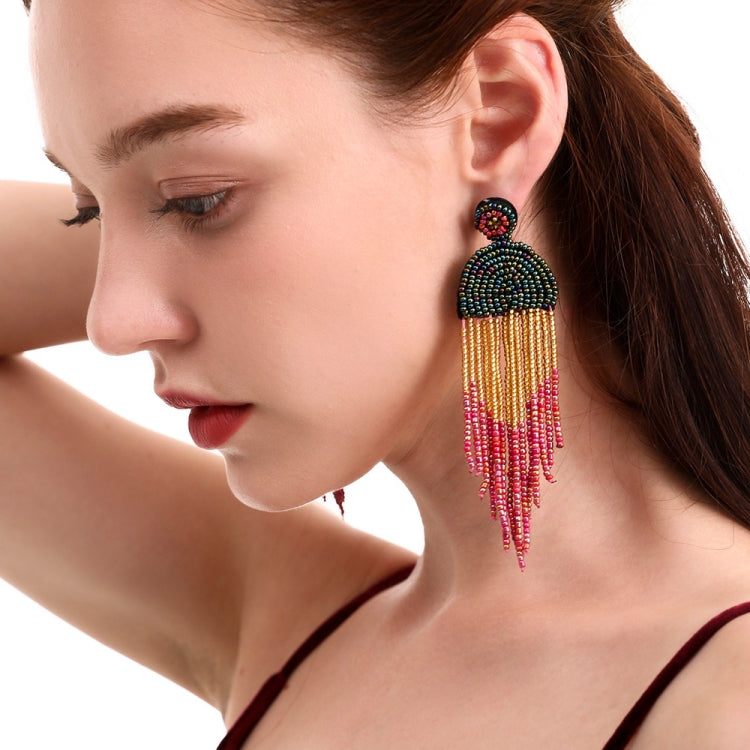 Ethnic Earrings Handmade Beaded Bohemian Tassel Earrings, Red E68671, Green E68671, Black E68671, Red E68694, Orange E68694, Black E68694, Blue E68698, Red E68698, Black E68698, White E68698, Purple E68796, Red E68796, Golden E68796, Dark gray E68796