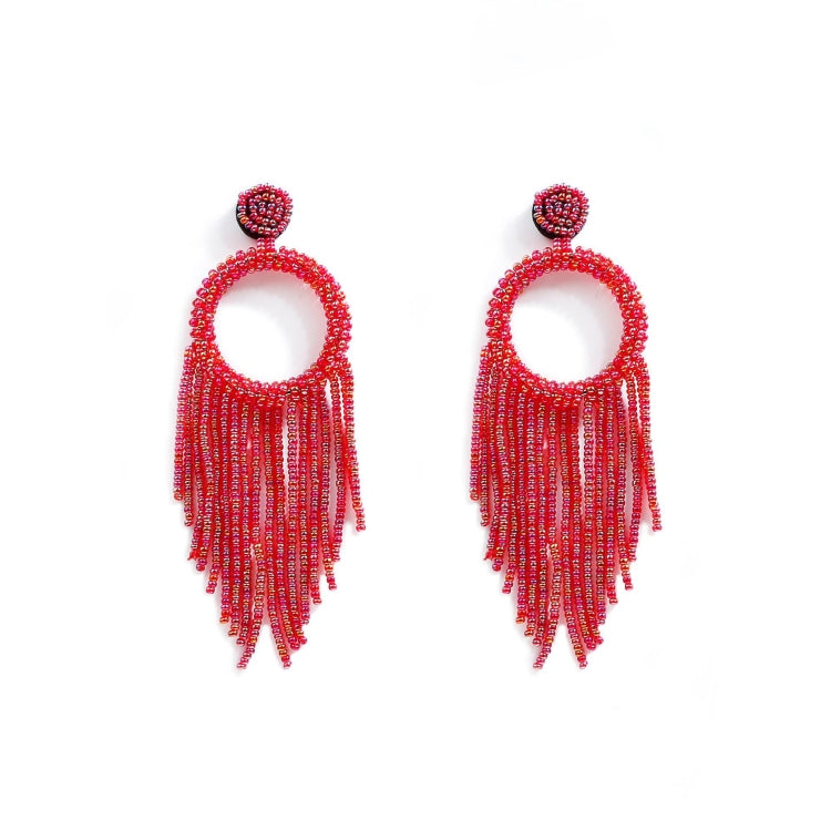 Ethnic Earrings Handmade Beaded Bohemian Tassel Earrings, Red E68671, Green E68671, Black E68671, Red E68694, Orange E68694, Black E68694, Blue E68698, Red E68698, Black E68698, White E68698, Purple E68796, Red E68796, Golden E68796, Dark gray E68796