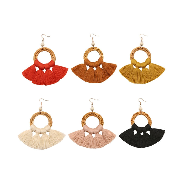 1 Pairs Ethnic Style Cotton Tassel Earrings Exaggerated Earrings Long Earrings, Orange, Black, Coffee, Turmeric, Pink, Beige