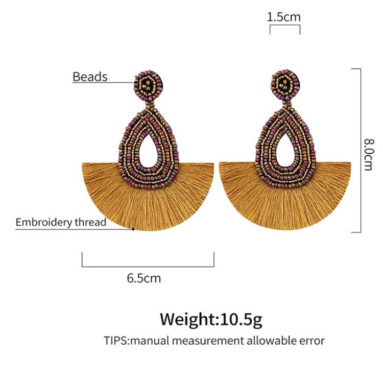 Bohemian Tassel Earrings Female Ethnic Style Rice Bead Earrings, Red, Camel, Yellow, Green, Black