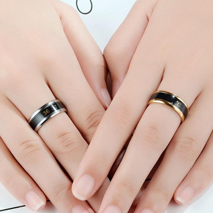 Smart Temperature Ring Stainless Steel Personalized Temperature Display Couple Ring, 12, 13