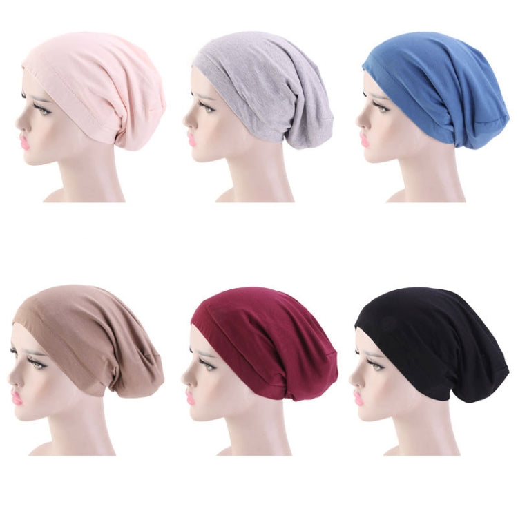 TJM-423 Cotton Skullcap Double-Layer Chemotherapy Hat Confinement Hat Turban, Black, Wine Red, Gray, Khaki, Navy, Light Blue, Mint Green, Lemon Yellow, Rust Red, Violet, Shell Pink, Denim Blue