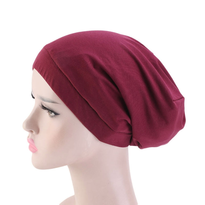 TJM-423 Cotton Skullcap Double-Layer Chemotherapy Hat Confinement Hat Turban, Black, Wine Red, Gray, Khaki, Navy, Light Blue, Mint Green, Lemon Yellow, Rust Red, Violet, Shell Pink, Denim Blue