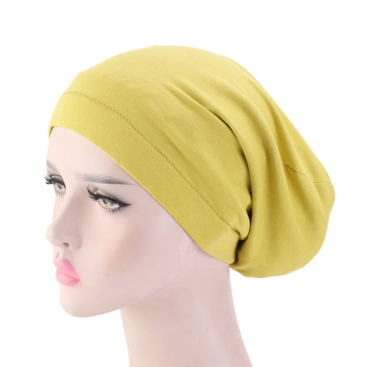 TJM-423 Cotton Skullcap Double-Layer Chemotherapy Hat Confinement Hat Turban, Black, Wine Red, Gray, Khaki, Navy, Light Blue, Mint Green, Lemon Yellow, Rust Red, Violet, Shell Pink, Denim Blue