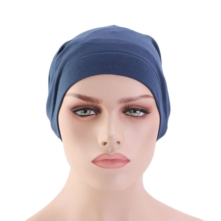 TJM-423 Cotton Skullcap Double-Layer Chemotherapy Hat Confinement Hat Turban, Black, Wine Red, Gray, Khaki, Navy, Light Blue, Mint Green, Lemon Yellow, Rust Red, Violet, Shell Pink, Denim Blue