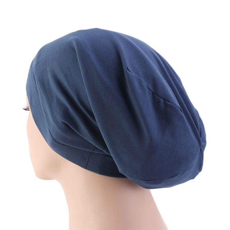 TJM-423 Cotton Skullcap Double-Layer Chemotherapy Hat Confinement Hat Turban, Black, Wine Red, Gray, Khaki, Navy, Light Blue, Mint Green, Lemon Yellow, Rust Red, Violet, Shell Pink, Denim Blue