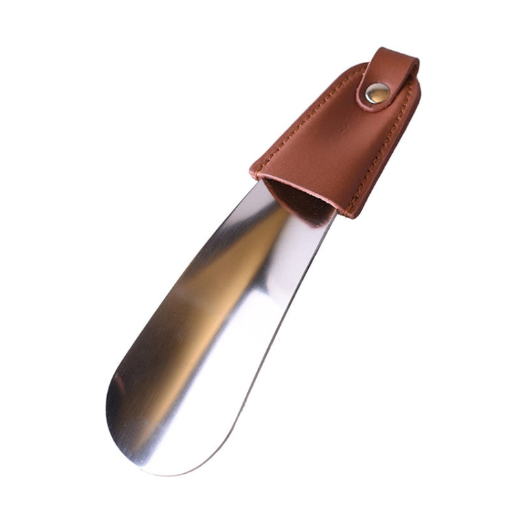 AD201 Portable Short Leather Shoehorn, Silver, Black, Rose Gold, Rose Gold + Velvet Bag