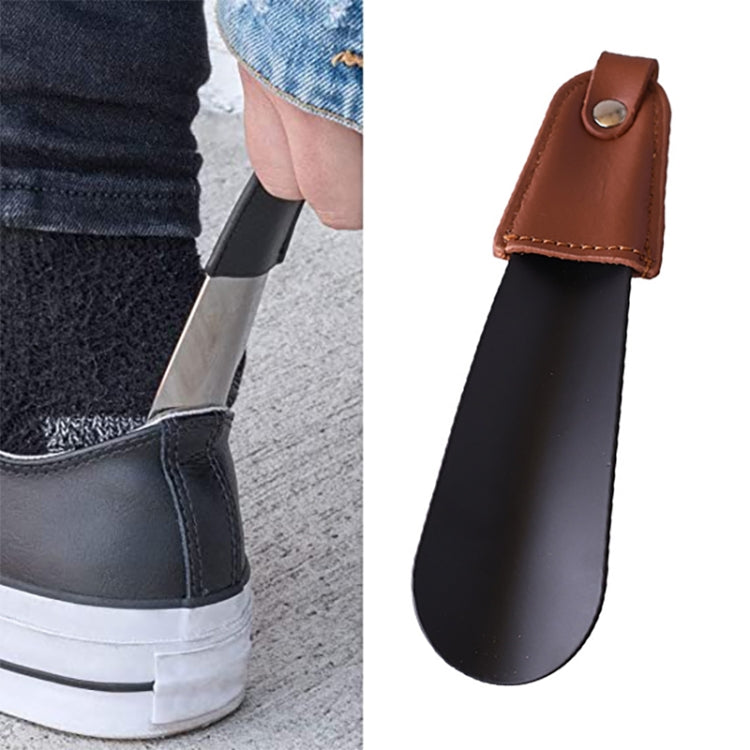 AD201 Portable Short Leather Shoehorn, Silver, Black, Rose Gold, Rose Gold + Velvet Bag