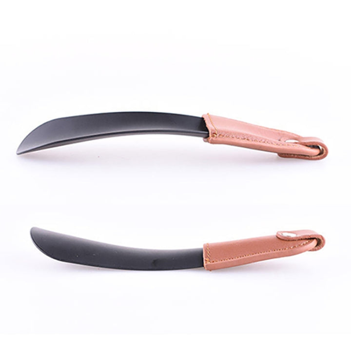 AD201 Portable Short Leather Shoehorn, Silver, Black, Rose Gold, Rose Gold + Velvet Bag