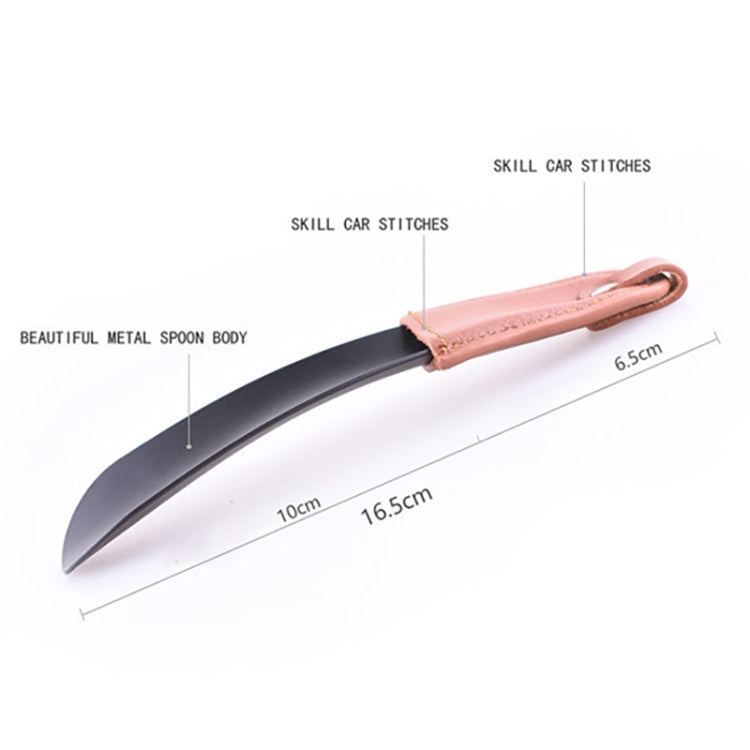 AD201 Portable Short Leather Shoehorn, Silver, Black, Rose Gold, Rose Gold + Velvet Bag