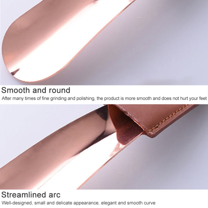 AD201 Portable Short Leather Shoehorn, Silver, Black, Rose Gold, Rose Gold + Velvet Bag